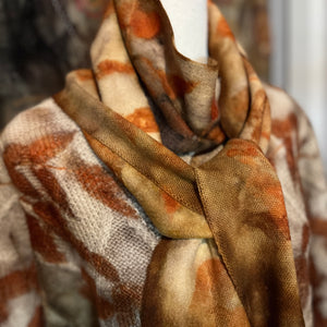 eco printed vintage wool scarf or fabric