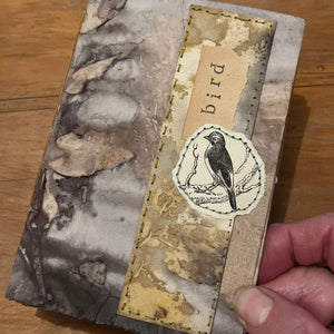 ecoprinted accordion book/journal - bird