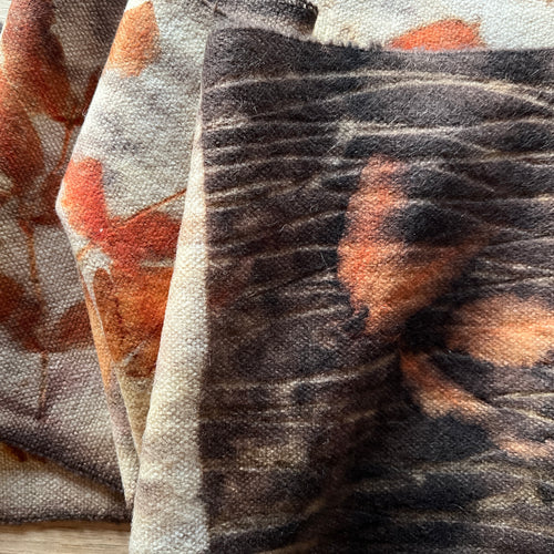 eco printed vintage wool fabric