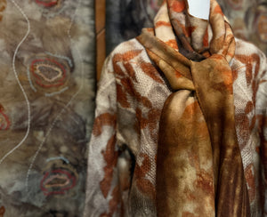 eco printed vintage wool scarf or fabric