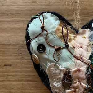 ‘tattered’ bird or heart hanger