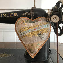 eco dyed hand stitched heart hanger