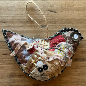 ‘tattered’ bird or heart hanger