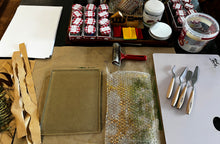 inspired by medieval wall paintings - gelli printing with earth pigments