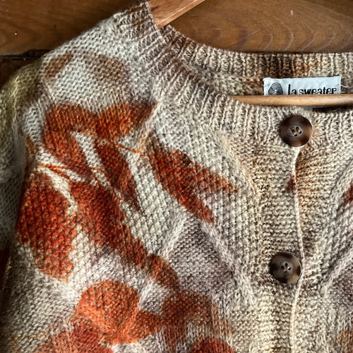 eco printed wool cardigan