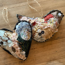 ‘tattered’ bird or heart hanger