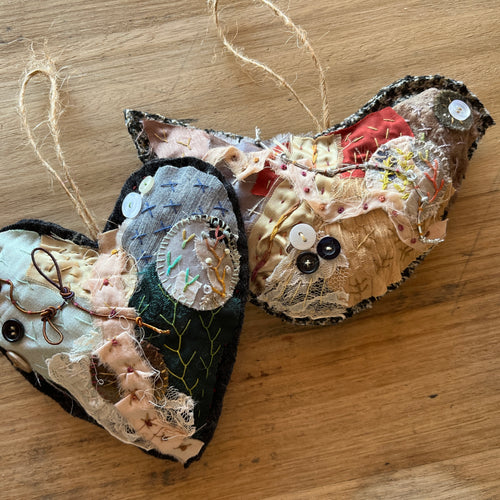 ‘tattered’ bird or heart hanger