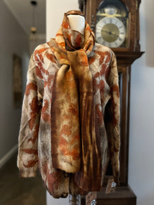 eco printed vintage wool scarf or fabric