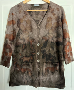 eco printed lambswool cardigan