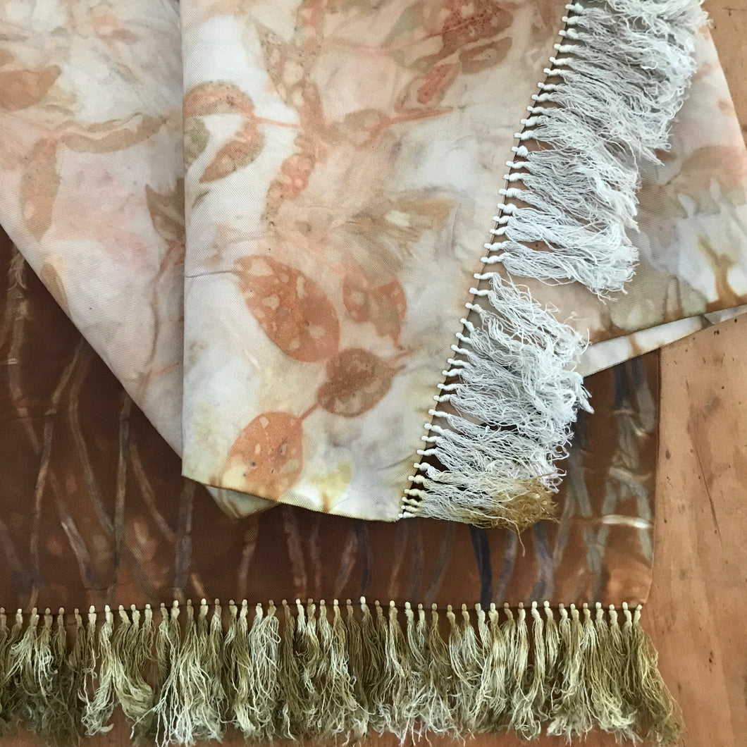 eco printed vintage silk scarf