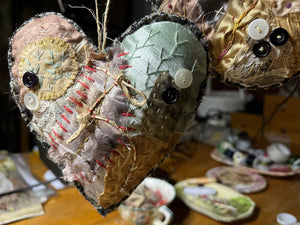 ‘tattered’ bird or heart hanger