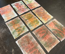 inspired by medieval wall paintings - gelli printing with earth pigments
