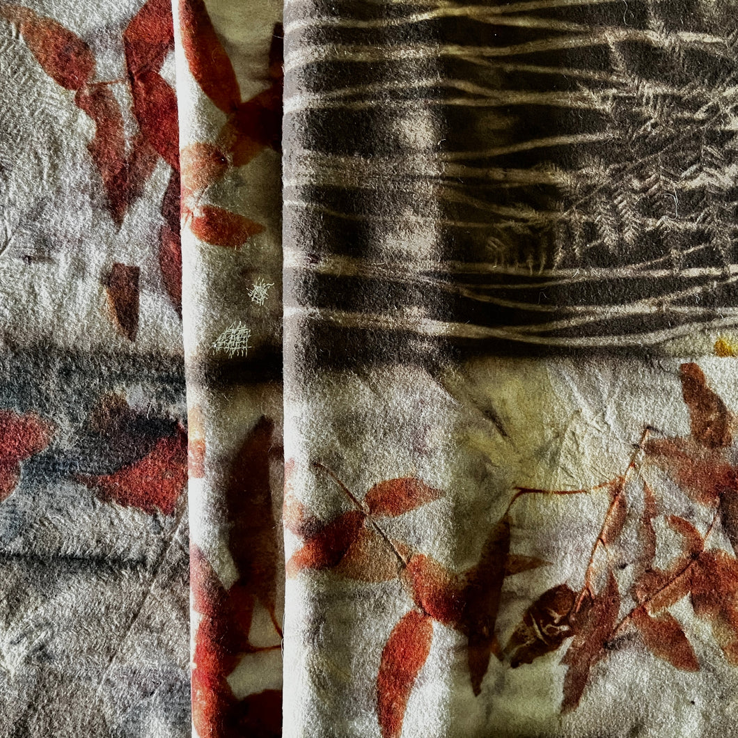 eco printed vintage wool fabric