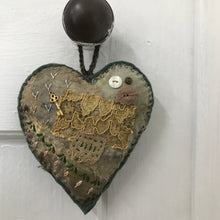 eco dyed hand stitched heart hanger