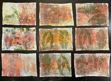 inspired by medieval wall paintings - gelli printing with earth pigments