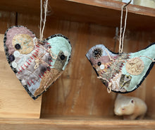 ‘tattered’ bird or heart hanger