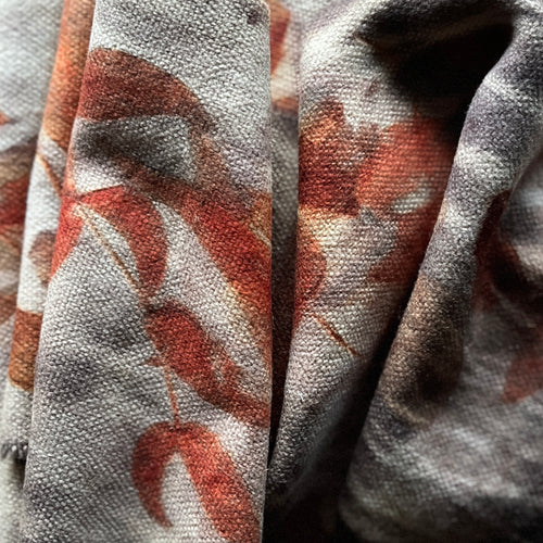 eco printed vintage wool fabric