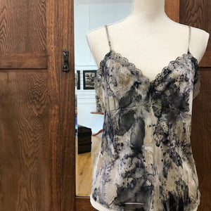 eco printed lace-trimmed cami
