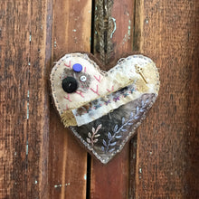 eco dyed hand stitched heart hanger