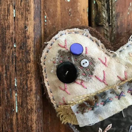 eco dyed hand stitched heart hanger