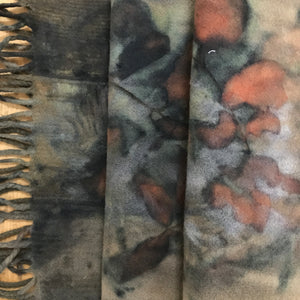 eco printed wool scarf made in Italy
