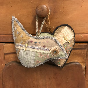 eco dyed hand stitched bird hanger