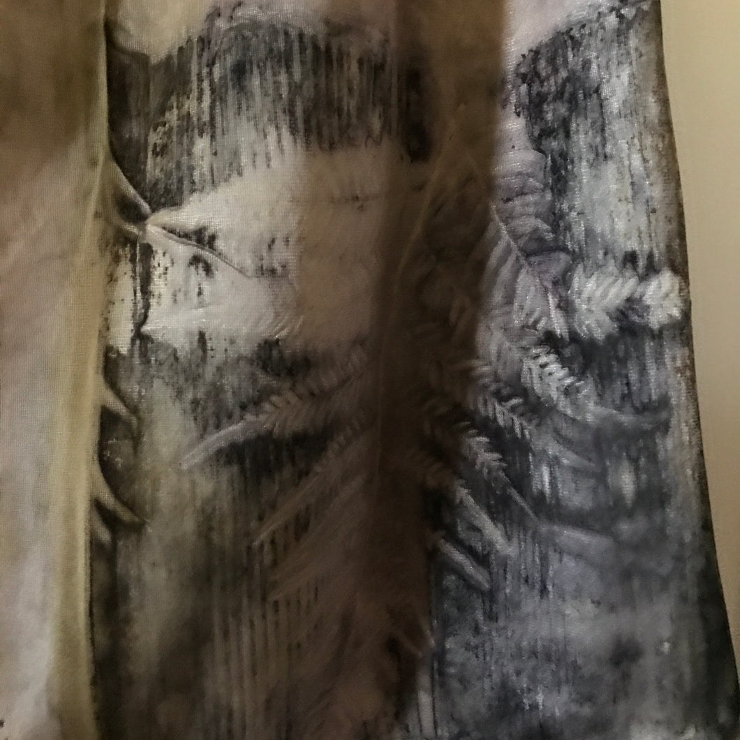 eco printed lace-trimmed slip/skirt