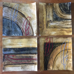 stitched paper wall art - feathers 1