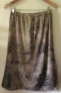 eco printed lace-trimmed slip/skirt